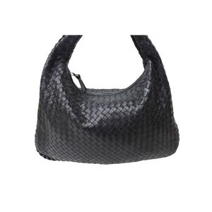 Bottega Veneta Bag Leather Shoulder Hobo Intrecciato Black One